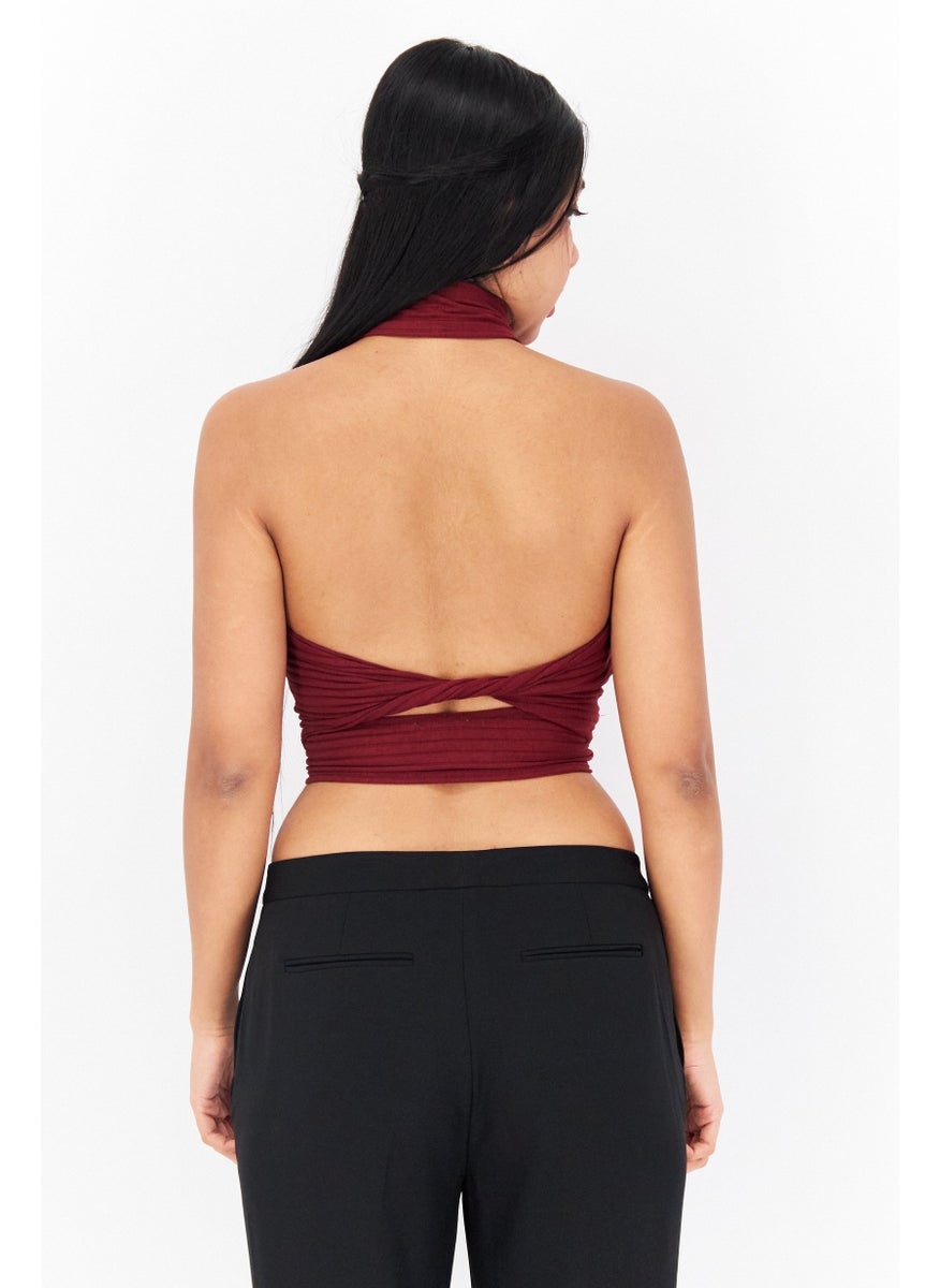 Women Halter Neck Sleeveless Plain Tube Tank Top, Maroon - pzsku/Z4698A5B875B71607EE63Z/45/_/1724351021/35b4f51f-a58b-43ed-af61-9e43e27e5cf4