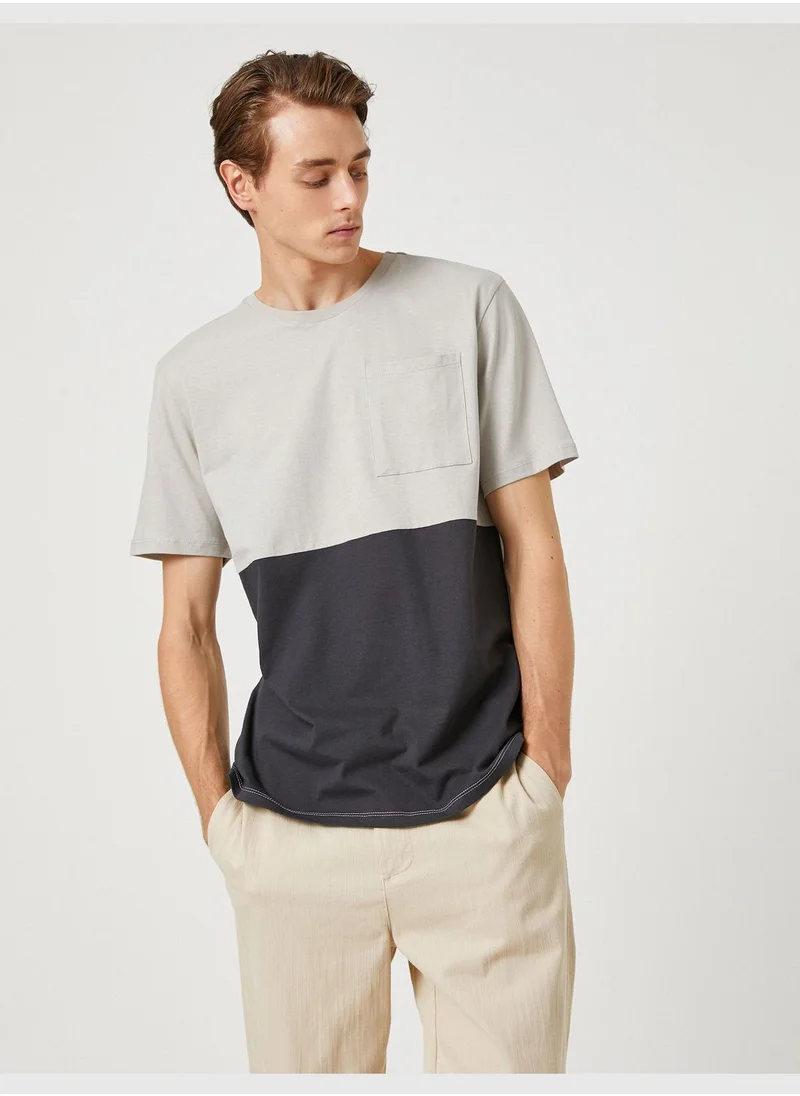 KOTON Basic T-Shirt Pocket Detailed Multicolor Crew Neck Short Sleeve