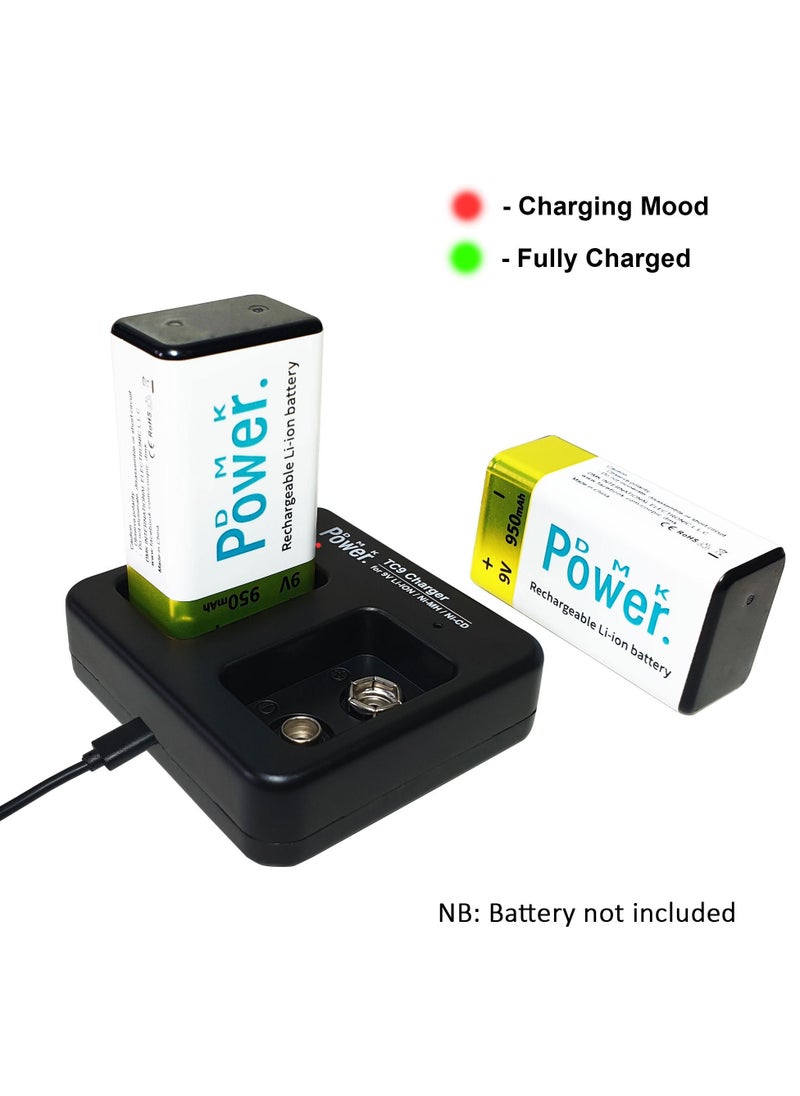 DMK Power - DMK Power TC9 Micro USB Charger compatible with 9V Li-ion, Ni-MH, Ni-CD rechargeable Lithium Battery - Image 1
