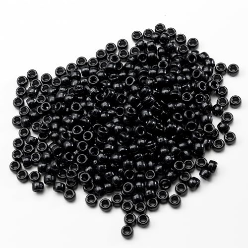 Gxueshan 1000 Pcs Acrylic Black Pony Beads 6x9mm Large Hole Pen Hair Kandi Beads Bulk for Friendship Bracelet Necklace Jewelry Making Earring Braiding Kit - Image 3