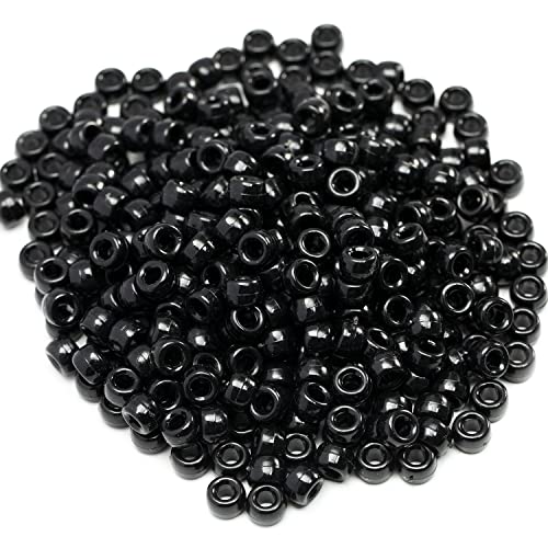 Gxueshan 1000 Pcs Acrylic Black Pony Beads 6x9mm Large Hole Pen Hair Kandi Beads Bulk for Friendship Bracelet Necklace Jewelry Making Earring Braiding Kit - Image 2