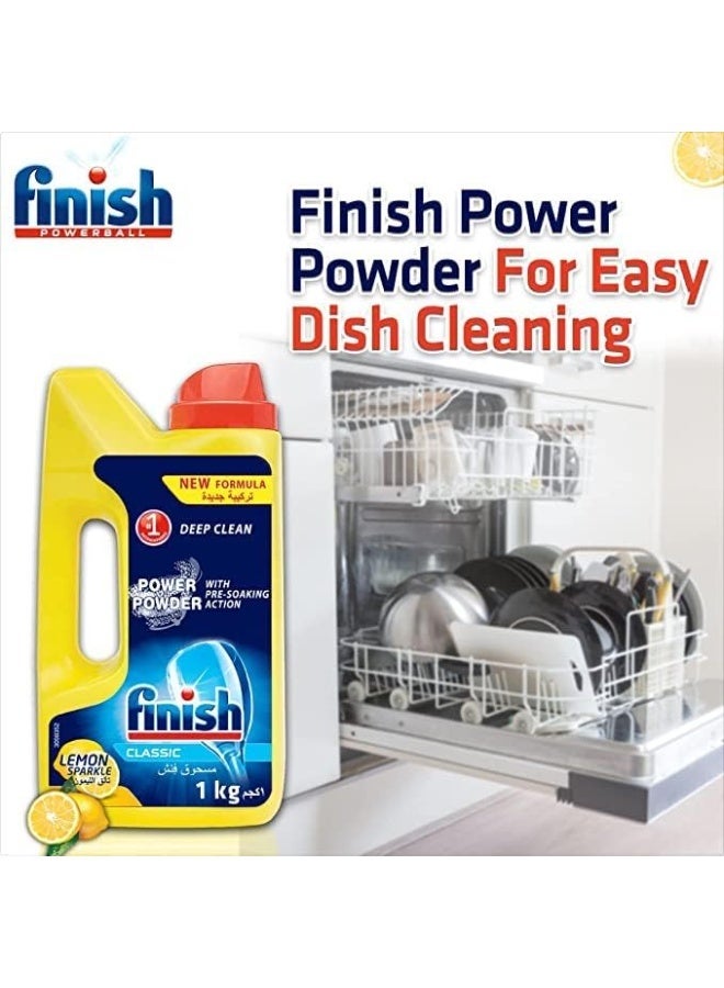 فنيش قوة النقع والتنظيف العميق! مسحوق Finish Classic لغسالة الأطباق - ليمون 1 كجم*3 - Image 2