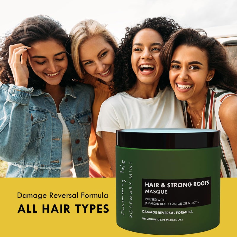 Sunny Isle Rosemary Mint Hair and Strong Roots Masque 16oz | Infused with Biotin and Jamaican Black Castor Oil | Double Growth Formula - Image 4