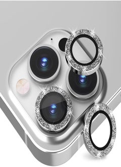 keendex Keendex KX 2671 Glass Screen Camera Lens Protector For Iphone 13 Pro Max with Glitter Design - Silver 