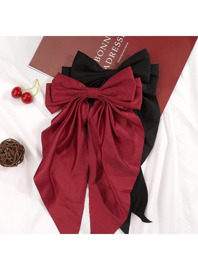 تشاندركاش مشبك شعر من الساتان الحريري من CHANDERKASH مكون من قطعتين للنساء مصنوع يدويًا من أقواس كبيرة إكسسوارات شعر