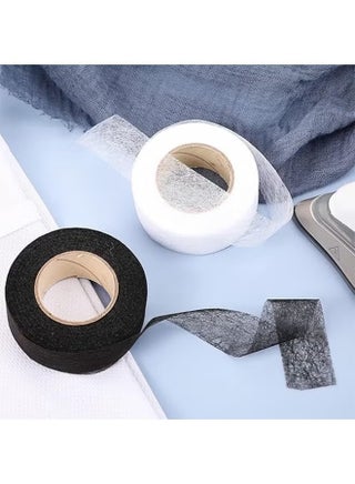 4-Roll Double Sticky Iron-On Fabric Tape, White and Black Iron-On Fabric Tape Heavy Duty Fusible Adhesive Hemming Strip to Repair Curtains Clothes Pants Pillow Case, No Sewing (0.78-inch, 70 Yard) - view 5