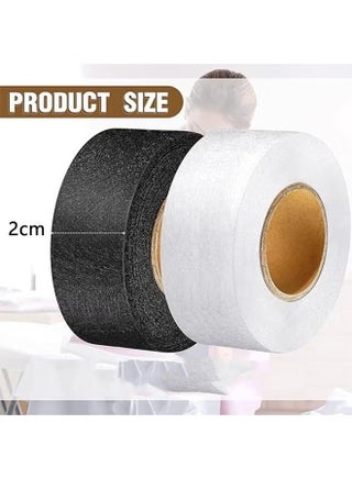4-Roll Double Sticky Iron-On Fabric Tape, White and Black Iron-On Fabric Tape Heavy Duty Fusible Adhesive Hemming Strip to Repair Curtains Clothes Pants Pillow Case, No Sewing (0.78-inch, 70 Yard) - view 3
