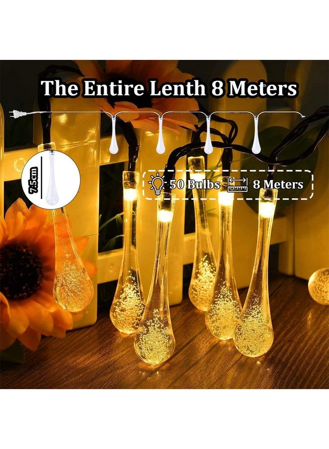 fizzytech Waterdrop String Lights of Home Decoration Diwali Light for Party Birthday Diwali Christmas Navratri Valentine Gift Home Decoration Light (8 Meter 50 LED, Warm White) - Image 4