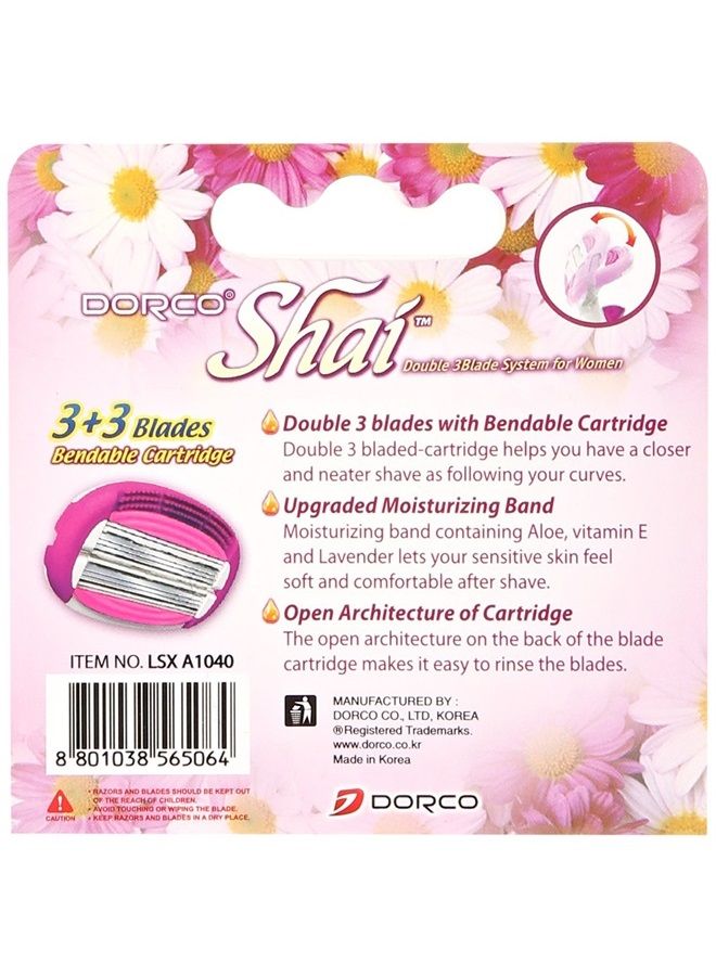 DORCO Soft Touch 6 Blade Razor System for Women Cartridges (Dorco Shai)(LSXA1040)