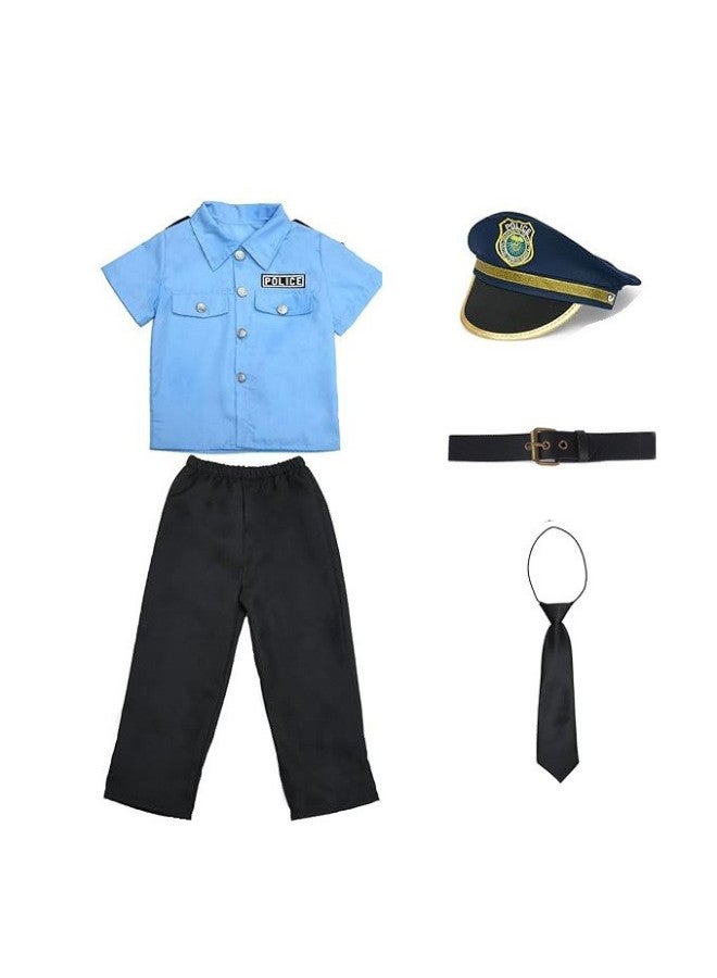 Halloween Costume - Kids Police Firefighter Uniform Costume - Police uniform + toy 1 (7-piece set in the picture) - Role Play Police SWAT Soldier Outfit, Children Performance Wear, Career Dress Up, Military Costume, Toy Uniform Set - Image 4