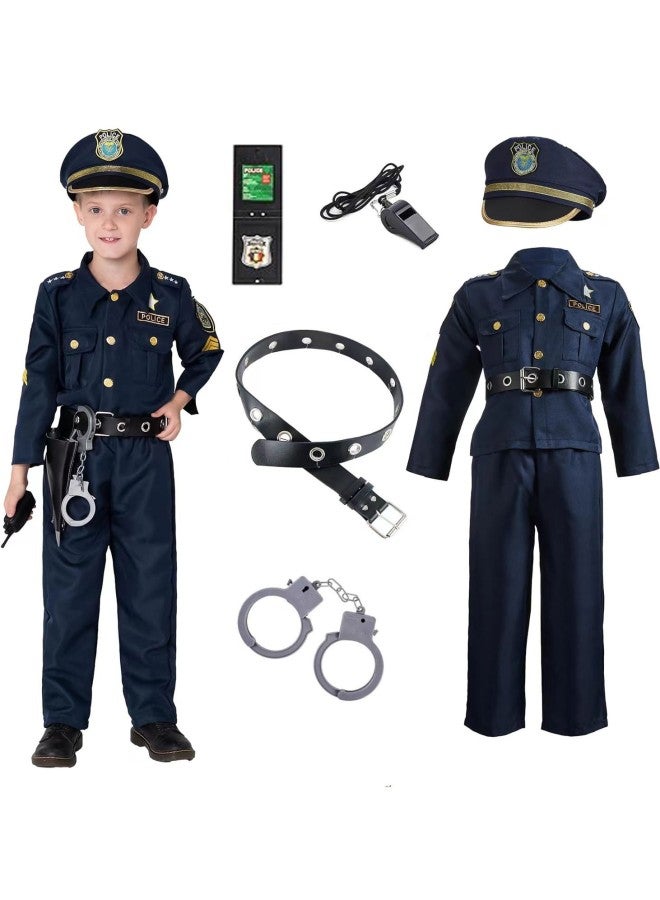 Halloween Costume - Kids Police Firefighter Uniform Costume - Police uniform + toy 1 (7-piece set in the picture) - Role Play Police SWAT Soldier Outfit, Children Performance Wear, Career Dress Up, Military Costume, Toy Uniform Set - Image 1