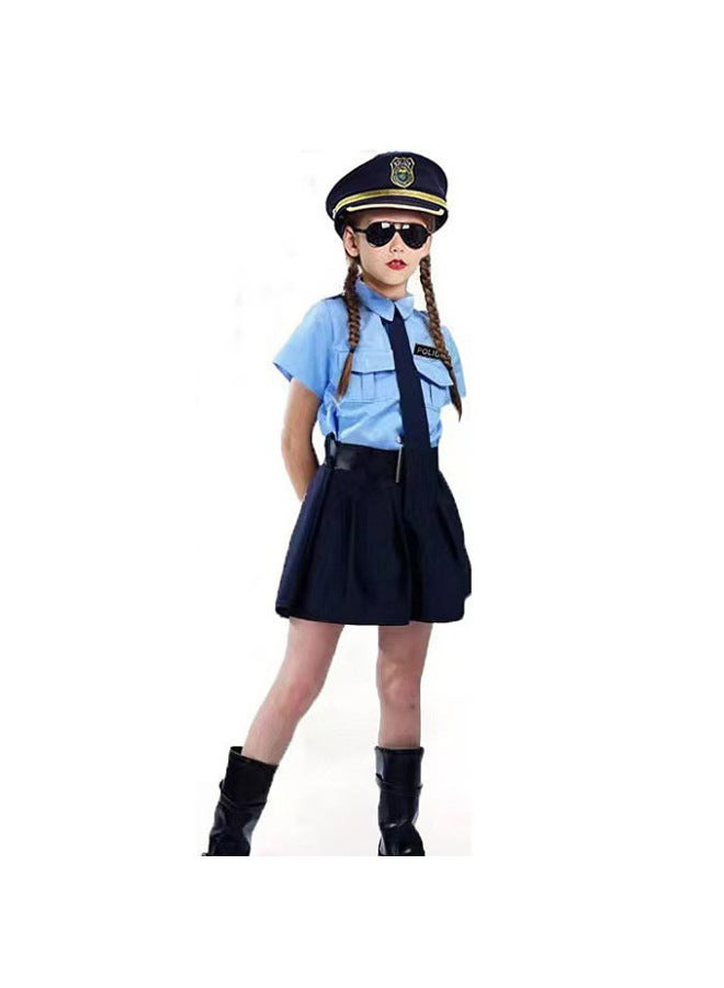 Halloween Costume - Kids Police Firefighter Uniform Costume - Police uniform + toy 1 (7-piece set in the picture) - Role Play Police SWAT Soldier Outfit, Children Performance Wear, Career Dress Up, Military Costume, Toy Uniform Set - Image 5