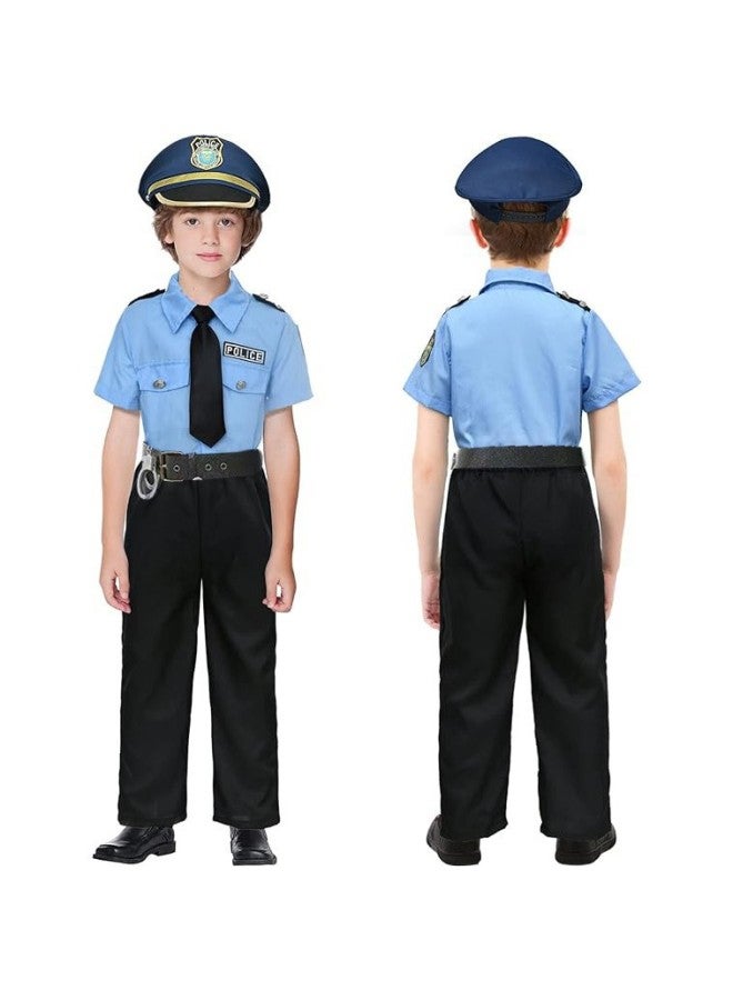 Halloween Costume - Kids Police Firefighter Uniform Costume - Police uniform + toy 1 (7-piece set in the picture) - Role Play Police SWAT Soldier Outfit, Children Performance Wear, Career Dress Up, Military Costume, Toy Uniform Set - Image 2