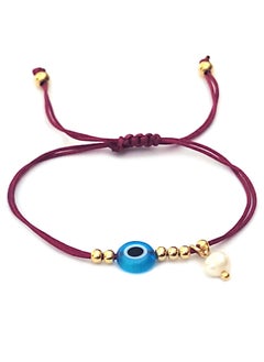 Alwan String Bracelet with an Evil Eye and a Small Pearl  - Image 1
