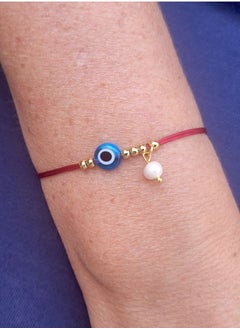 Alwan String Bracelet with an Evil Eye and a Small Pearl  - Image 3