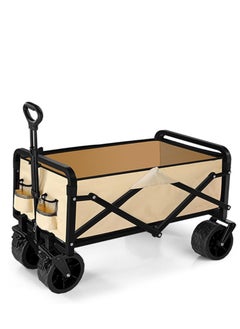 Vparty Collapsible Folding Wagon, Heavy Duty Utility Beach Cart for Sand with Big Wheels & Drink Holders, Outdoor Folding Camping Trolley for Shopping,  Camping, Garden and Outdoor  - Image 1