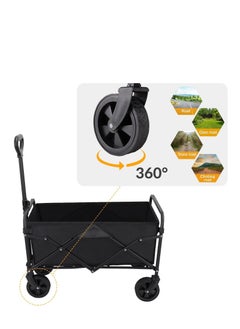 Vparty Collapsible Folding Wagon, Heavy Duty Utility Beach Cart for Sand with Big Wheels & Drink Holders, Outdoor Folding Camping Trolley for Shopping,  Camping, Garden and Outdoor  - Image 3