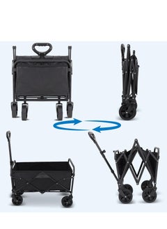 Vparty Collapsible Folding Wagon, Heavy Duty Utility Beach Cart for Sand with Big Wheels & Drink Holders, Outdoor Folding Camping Trolley for Shopping,  Camping, Garden and Outdoor  - Image 5