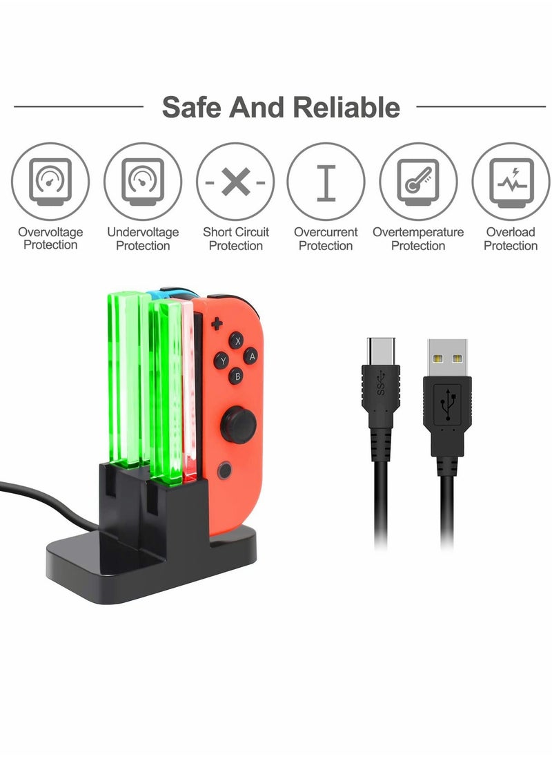 Charging Dock Compatible with Nintendo Switch for Joy-Con/OLED Model Controller with Lamppost LED Indication Charger Stand Station Compatible with Joy-Cons for Switch Small Handle Color Charger