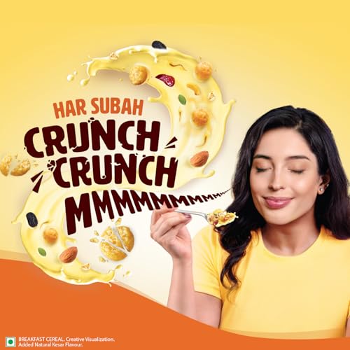 Saffola Muesli Kesar Crunch with Flavour Pops, 700 gm | 15 in 1 Fruit and Nuts, Seeds, Millet & more | Cereals for breakfast rich in wholegrain, protein, fibre - Image 2