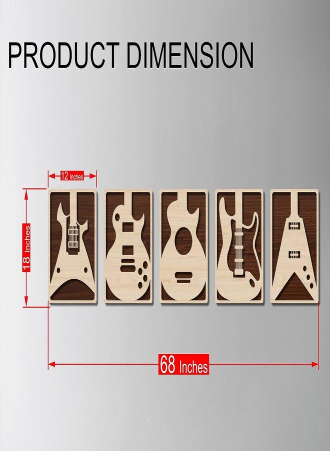 AD INFINITUM® Wooden Wall Art Hanging | Multilayerd Wooden Decor | Contemporary Home, Bedroom, Living Room, Office etc. (Guitar, Set of 5, Beige Maple) - Image 4