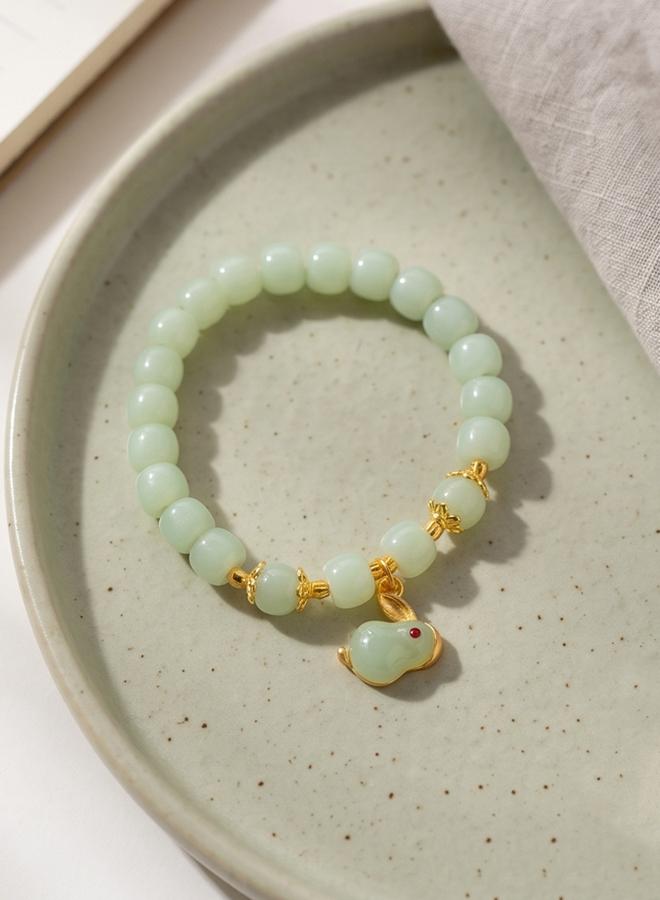 Take Two Multi-Color Beaded Bracelet with Jade Rabbit Charm - Image 2