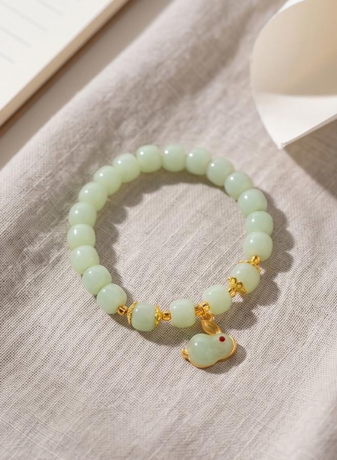 Take Two Multi-Color Beaded Bracelet with Jade Rabbit Charm - Image 5