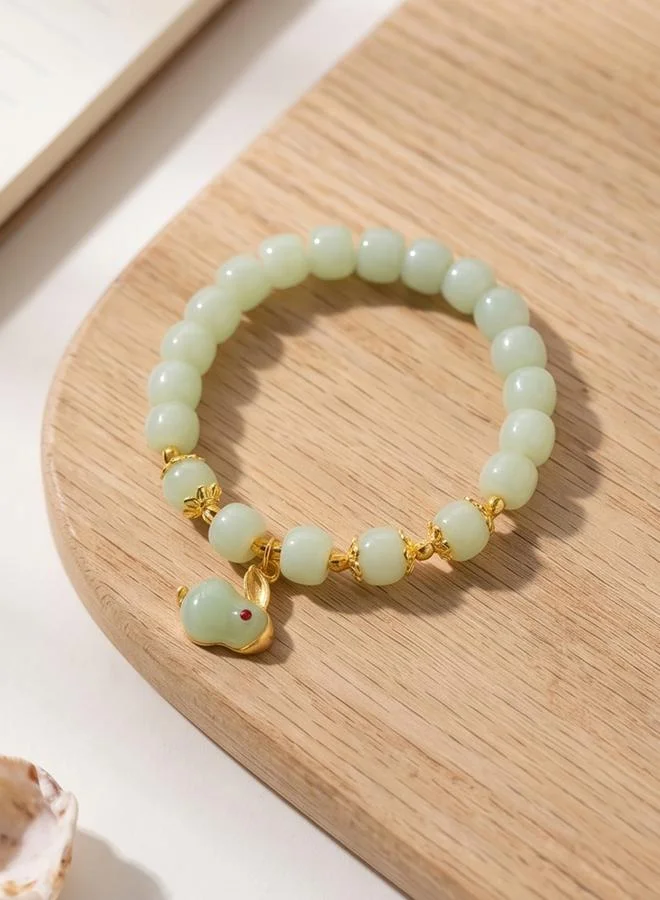 Take Two  Multi-Color Beaded Bracelet with Jade Rabbit Charm for Women | Best Price UAE