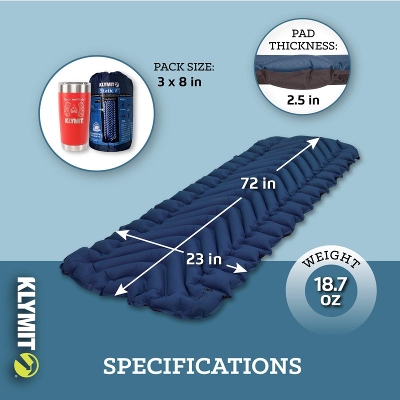 KLYMIT Static V Lightweight Inflatable Sleeping Pad | Comfortable, Easy to Inflate Camping Air Mattress for Backpacking and Hiking - Image 4