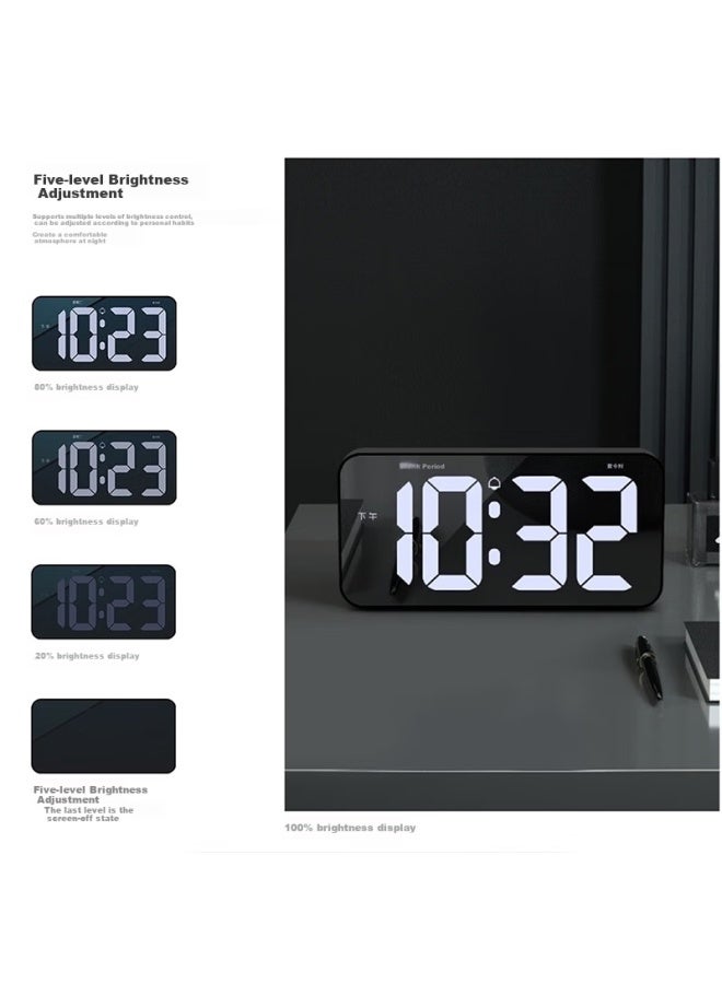 Hense Large Screen Electronic Clock Desktop Table Clock Led Lcd Alarm Clock Living Room Wall Clock Wall Clock Ha500 Black - Image 4
