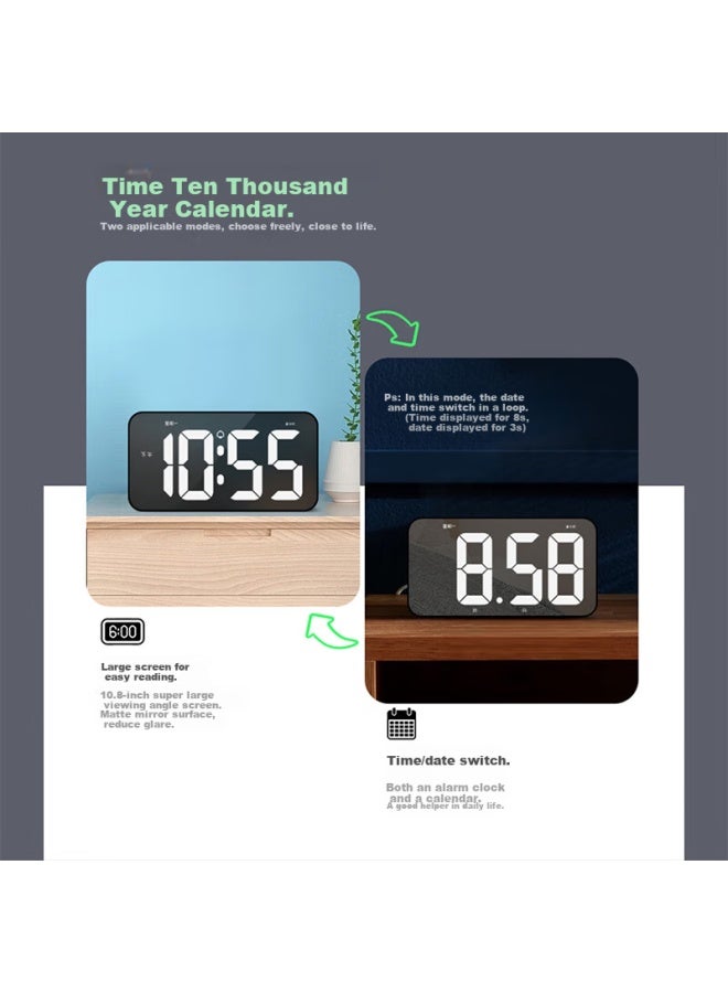 Hense Large Screen Electronic Clock Desktop Table Clock Led Lcd Alarm Clock Living Room Wall Clock Wall Clock Ha500 Black - Image 3
