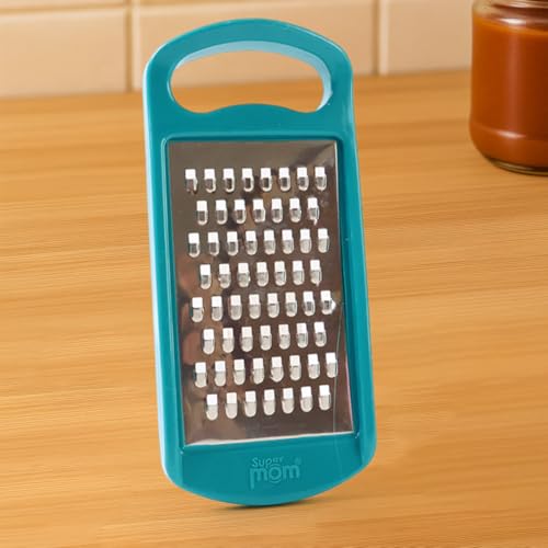 SUPERMOM Grater 1 Pc – Multipurpose Stainless Steel Grater for Cheese & Vegetable, Handheld Crusher for Potatoes, Carrots, Gingers and More with Protective Durable Plastic Frame Kitchen Accessories - Image 1