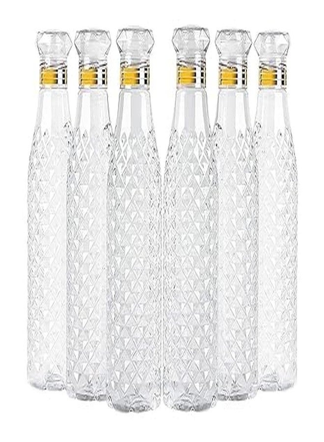 QUALIZA Plastic Fridge Water Bottle Set of 6 (1000ML Each) – Crystal Diamond Cap Water Bottles for Kitchen, Home, Office, School, and Travel (Crystal Diamond Watter Bottle Pack 6-1Ltr, 1) - Image 1