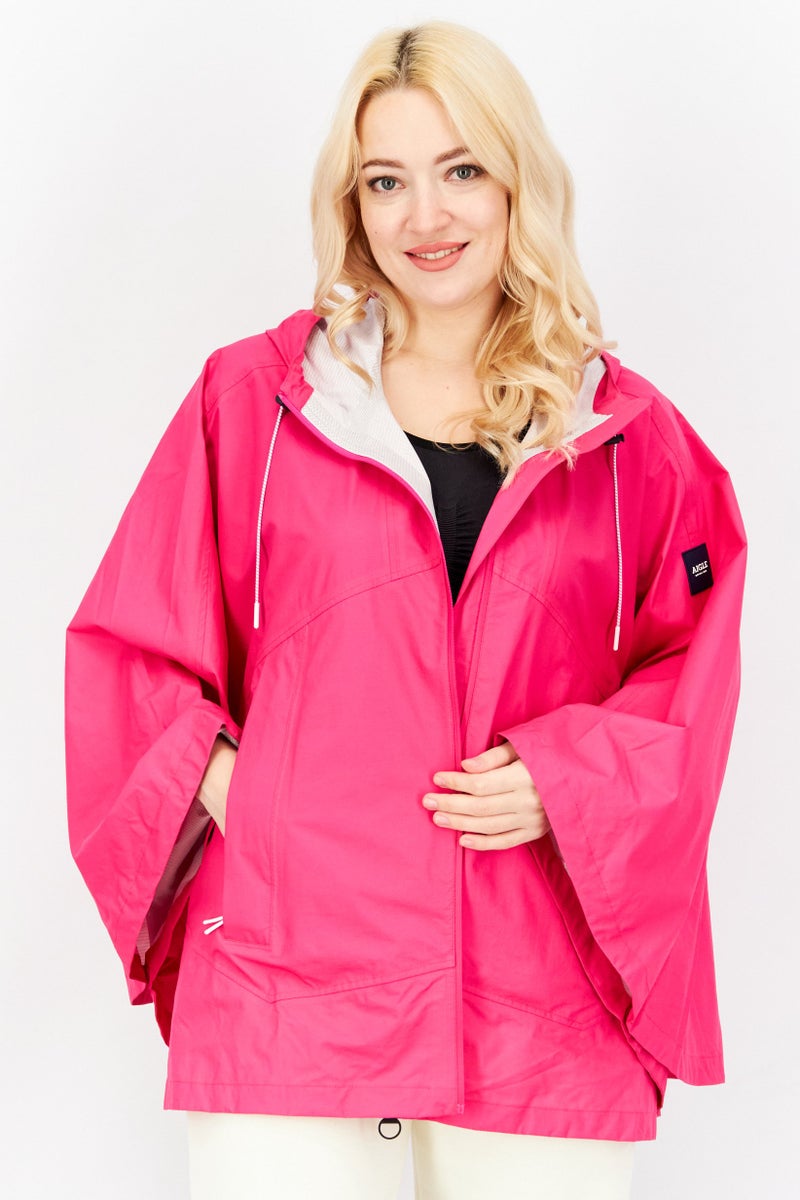 Aigle Women Hooded Long Sleeve Plain Jacket, Fuchsia - Image 1