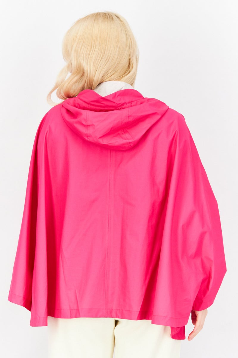 Aigle Women Hooded Long Sleeve Plain Jacket, Fuchsia - Image 3