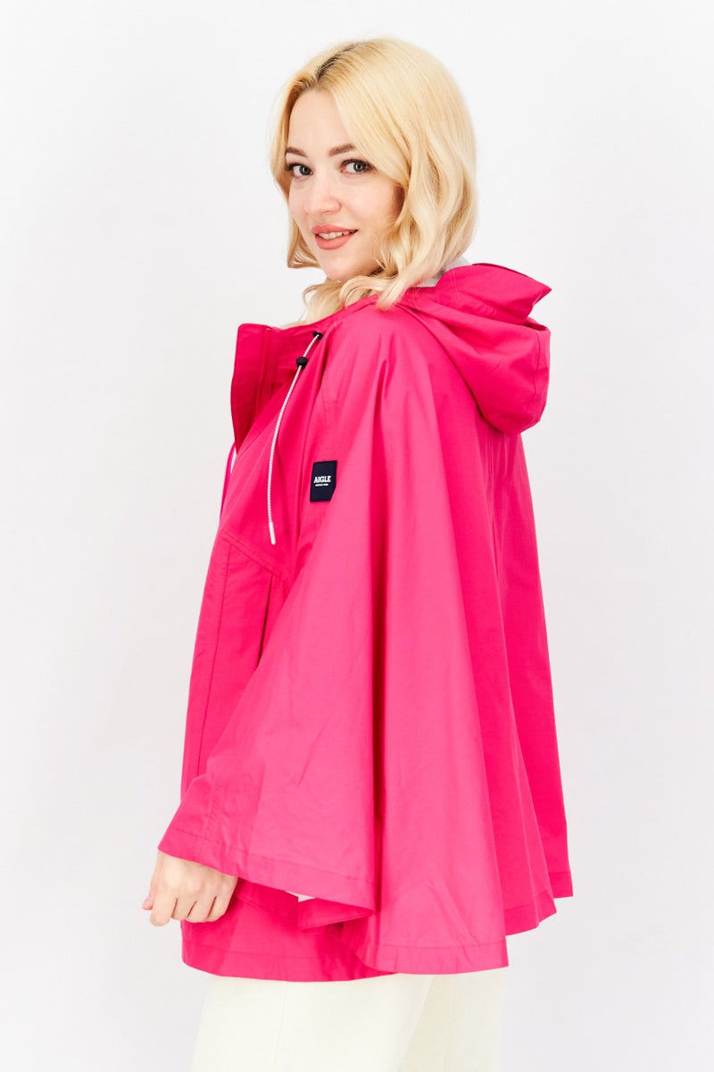 Aigle Women Hooded Long Sleeve Plain Jacket, Fuchsia - Image 2