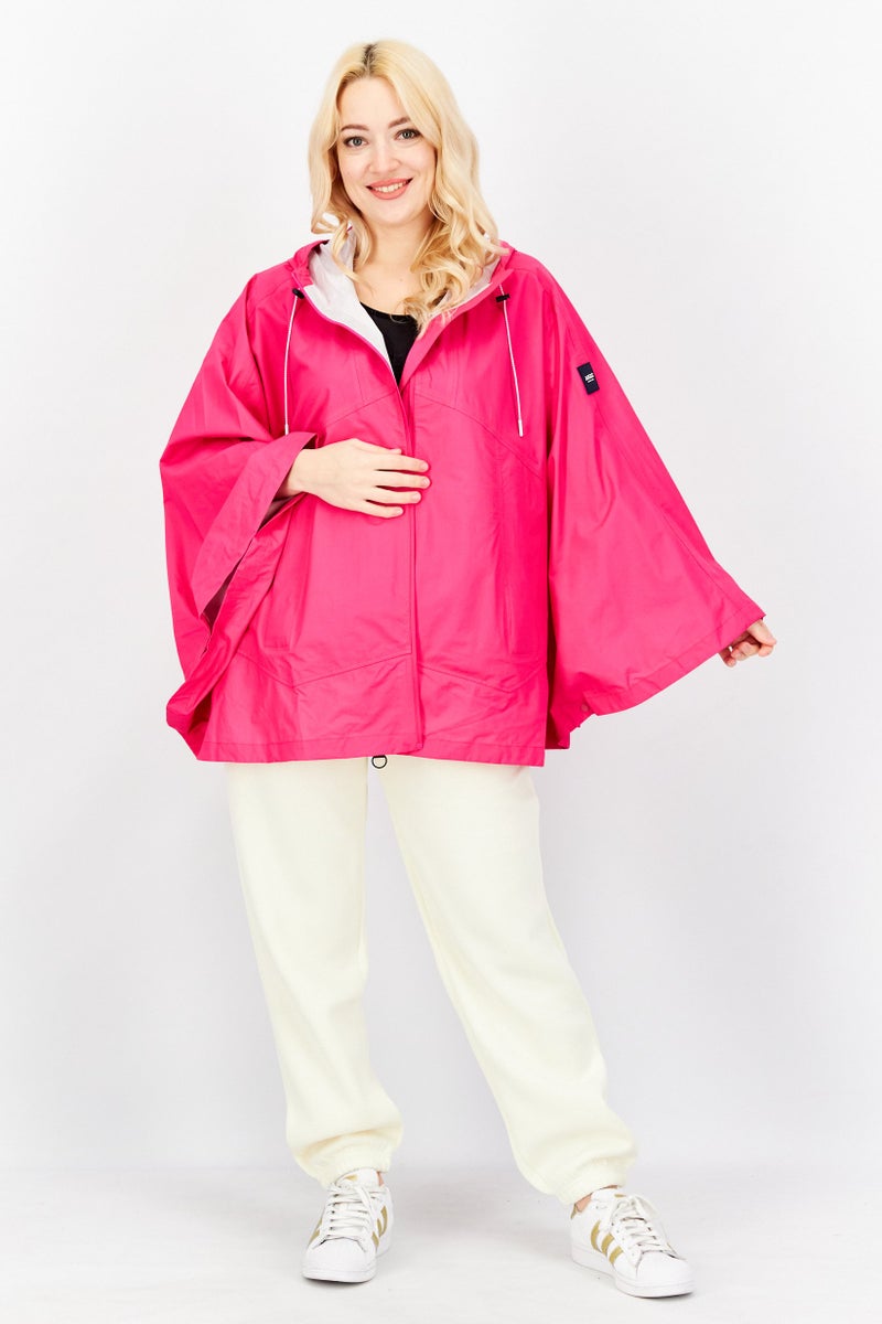Aigle Women Hooded Long Sleeve Plain Jacket, Fuchsia - Image 4