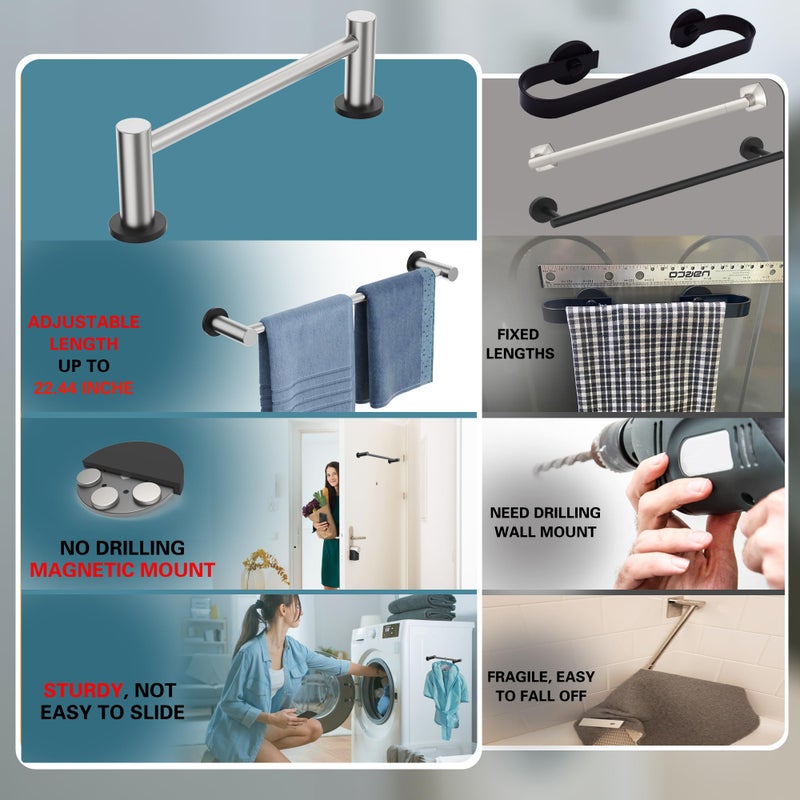 ULIBERMAGNET Magnetic Towel Holder,1 Set Magnetic Towel Rail Silver with Adjustable Length, Non-Slip Stainless Steel Towel Rail for Refrigerator, Oven, Dishwasher, Cabinet, Laundry - Image 3