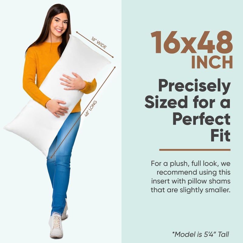 Pillowflex Synthetic Down Pillow Insert - 16x48 Down Alternative Pillow, Ultra Soft, Large Rectangle Body Sleeping Pillow, Lumbar, Long, Back - 1 Decorative Pillow Form - Image 2