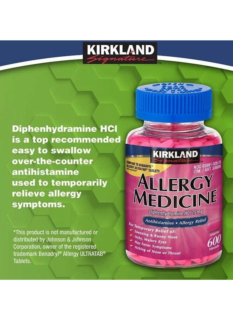 Allergy Medicine Diphenhydramine Hci 25 Mg 600 Minitabs