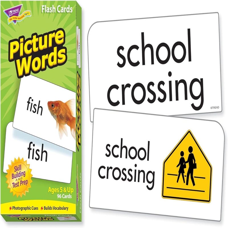 TREND ENTERPRISES Picture Words Skill Drill Flash Cards - 96 Colorful Self-Checking Cards for Language Skills, Ages 5 and Up - Image 4