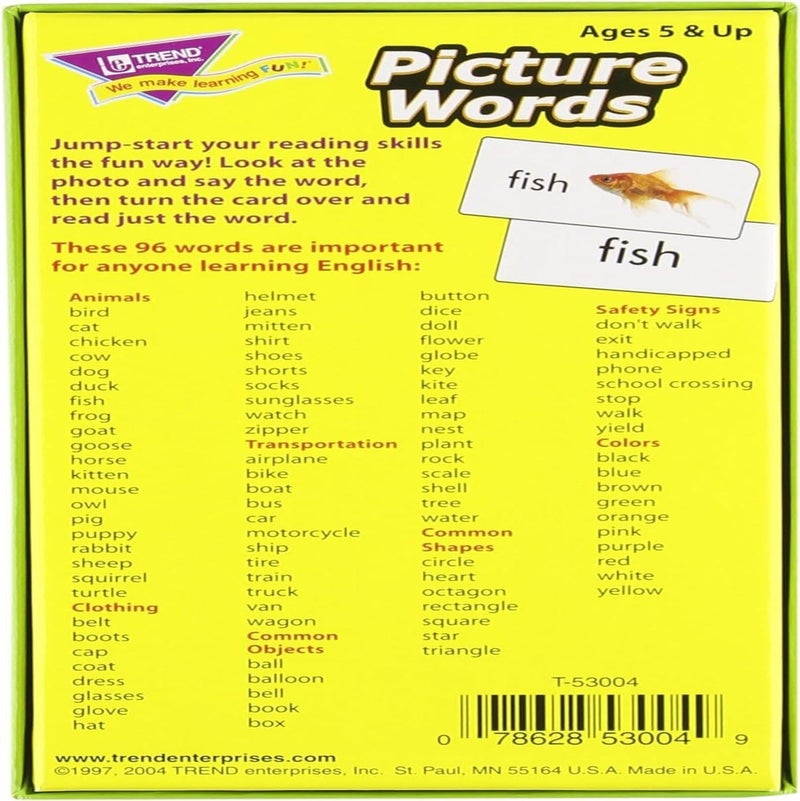 TREND ENTERPRISES Picture Words Skill Drill Flash Cards - 96 Colorful Self-Checking Cards for Language Skills, Ages 5 and Up - Image 3