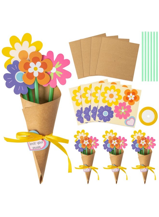 BeYumi Flower Bouquet Craft Kit - 24Pcs Mother's Day Flower Bouquet Craft for Kids Make Your Own Bunch of Flowers Teacher Appreciation Week DIY Thankful Gift Set School Classroom Home Fun Activities - Image 1