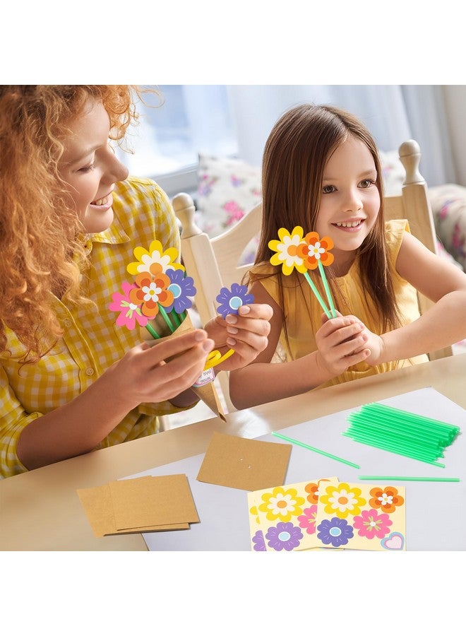 BeYumi Flower Bouquet Craft Kit - 24Pcs Mother's Day Flower Bouquet Craft for Kids Make Your Own Bunch of Flowers Teacher Appreciation Week DIY Thankful Gift Set School Classroom Home Fun Activities - Image 4