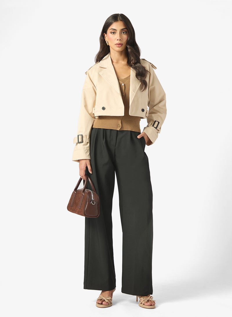 ELLA Cropped Trench Jacket With Belt - Image 4