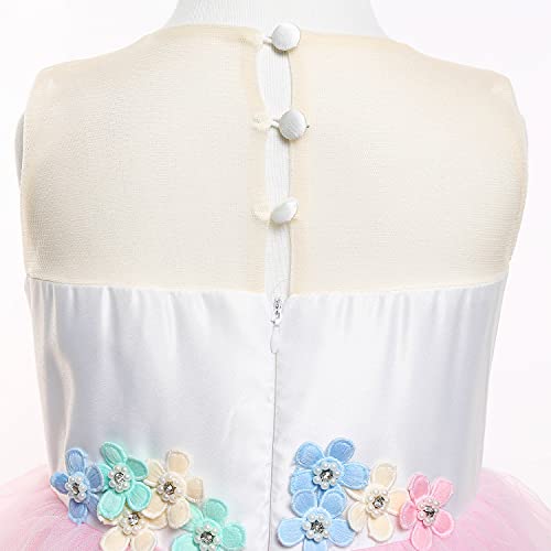 Yipkorra Unicorn Dress for Girls Unicorn Costume Pageant Princess Party Birthday Long Gown with Unicorn Headband & Necklace (Pink, 160 9-10 Years) - Image 5