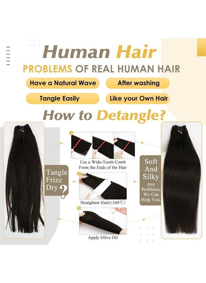 Full Shine Hair Wefts Human Hair Sew in Hair Extensions Balayage Color 4 Medium Brown Fading to 24 Honey Blonde Mix Brown Weft Hair Extensions 105 Grams Sew in Bundles 18 Inch  - Image 5