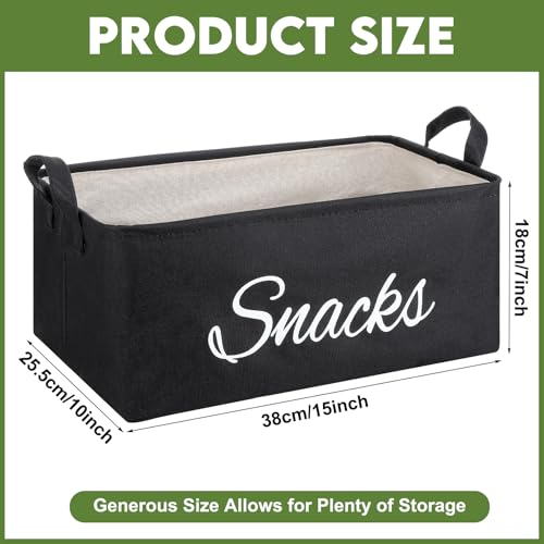 Newtay 17 Pcs Snack Basket Sets, Snack Storage Bin for Pantry Shelves with 16 Pcs 2 Inch Chip Clips, Basket Organizer for Kitchen Home, Chips, Popcorn, Candy, Pretzels(Burlap,Black) - Image 4