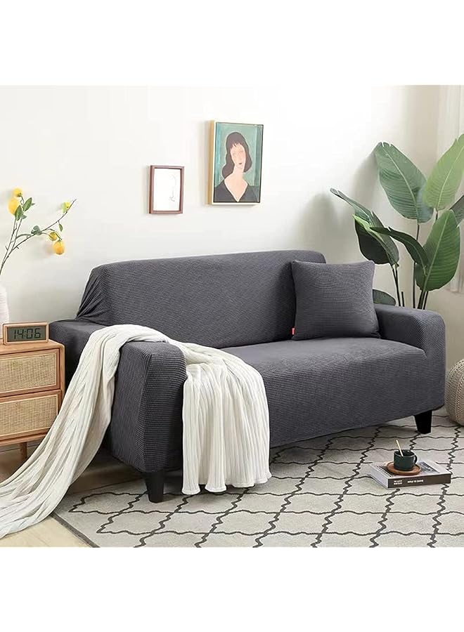 The Bros Knitted Stretch Sofa Cover All-Inclusive Stretch Universal Washable Non-Slip Stretch Soft Sofa Cover For Living Room Bedroom (Two Seats, Grey) - Image 1