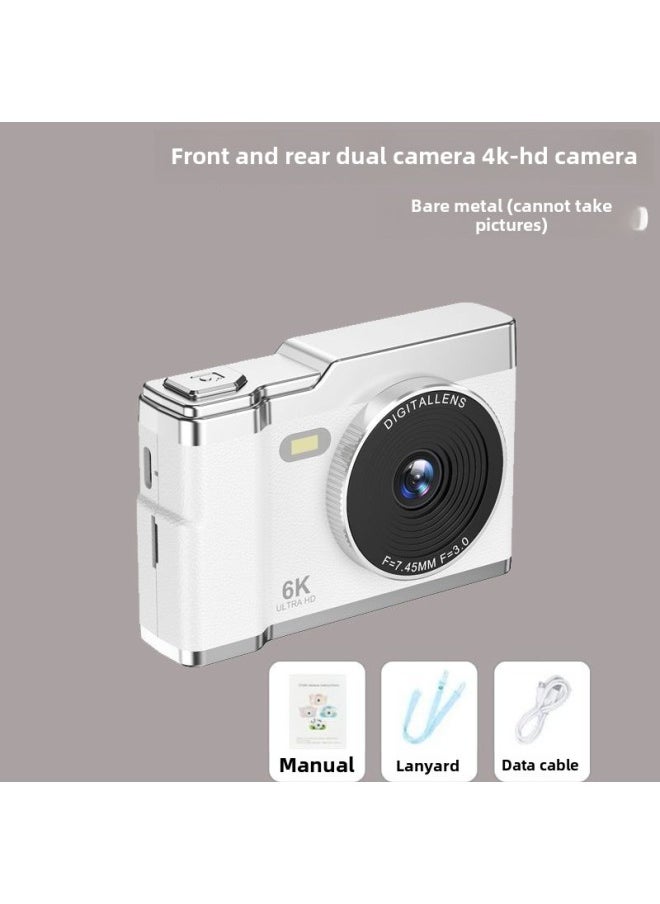 Generic CCD Camera Student Party Beginner Girl's Portable Small HD Travel Digital Camera Retro Special Cdd Camera-Body Color:6400w White + Front And Rear Shooting + Fill Light + 2.8inch Screen - Official Standard  - Image 1